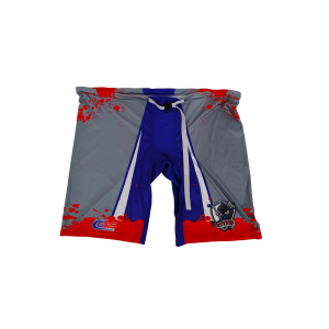 Red Splatter Print Ice Hockey Protective Shorts - G&S Style Gray & Blue  Hockey Pants