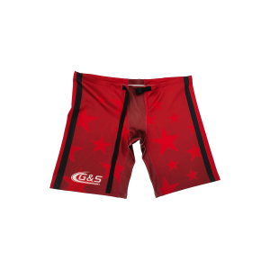 G&S Red Star Print Ice Hockey Protective Shorts - Black Accent Compression Hockey Pants