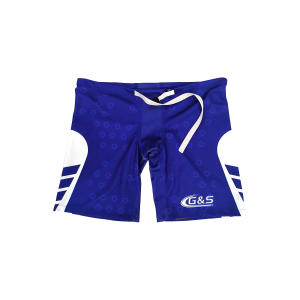 G&S White Striped Panel Hockey Pants - Navy Blue Small Square Print Ice Hockey Protective Shorts