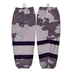 G&S Lavender Camo Hockey Socks  Dark Purple Stripe Accents