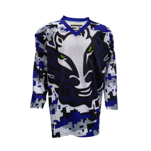 Custom Pixel Camo Wolf Hockey Jersey | Aggressive Sublimation Design