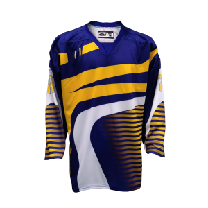 Custom Sublimation Ice Hockey Jersey with Blue &amp Yellow Design
