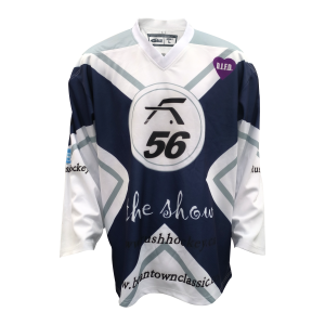 Custom Hockey Jersey "The Show" Sportswear - Navy White Geometric Design Team Uniforms