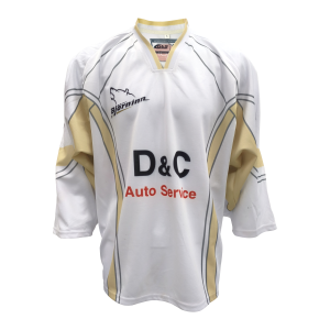 Modern Custom Sublimated Ice Hockey Jersey | White & Gold Performance Team Jersey