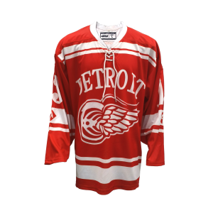 Vintage Wing Lace-Up Ice Hockey Jersey – Red & White Classic Style