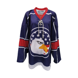 G&S Custom USA Eagle Hockey Team Jersey | Navy Red White Stars & Stripes Design