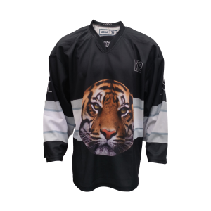 G&S Tiger Graphic Hockey Jersey - Black & White Bold Animal Print Sports Top